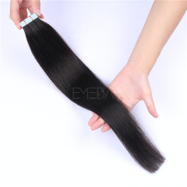 Wholesale double drawn virgin  hair  tape in hair extensions 16inch  1B color YL100